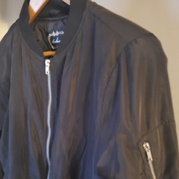 AMBIANCE Black Bomber Jacket - Large - Picture 2 of 5